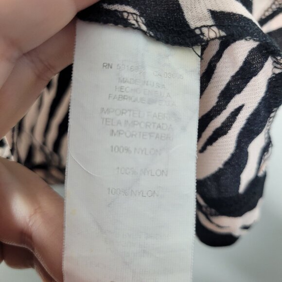 Vintage 90s animal print zebra semi sheer lace trim stretch party top size M - Picture 5 of 7